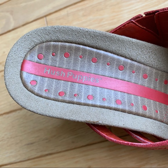 Hush Puppies Leather Burnt Orange Wedge Sandals - Picture 5 of 6